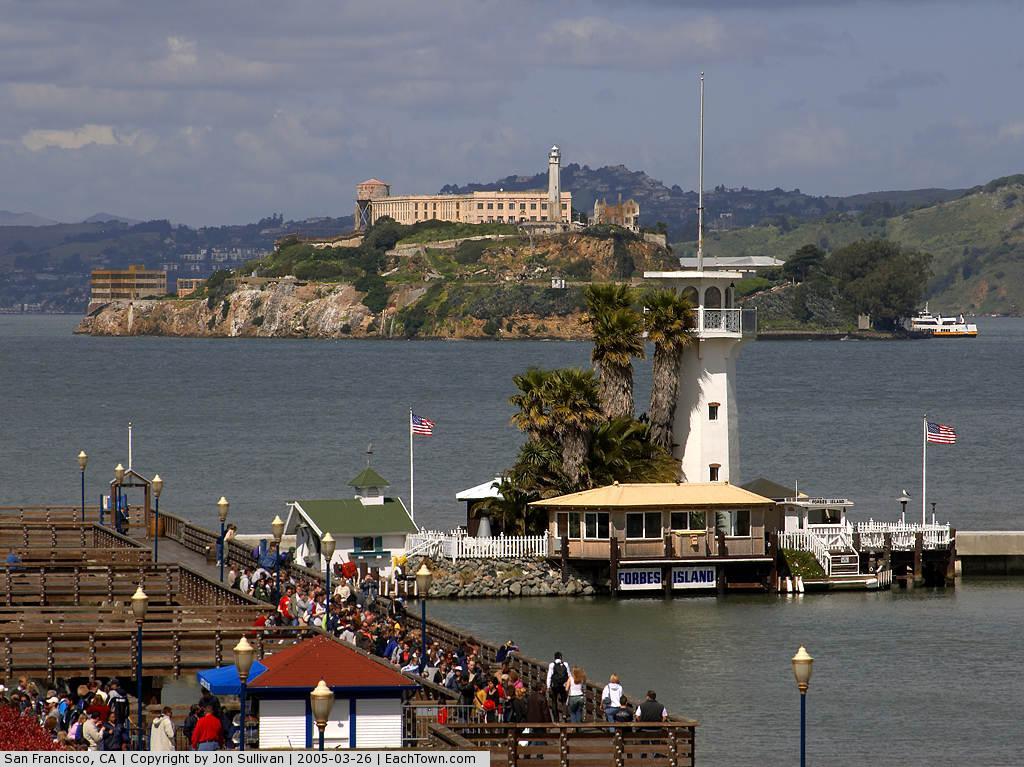  - Forbes Island, Fisherman's Wharf, and Alcatraz Island in San Francisco